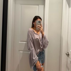 Free People waffle knit with bell sleeves